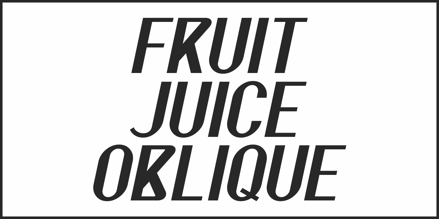Пример шрифта Fruit Juice JNL Oblique